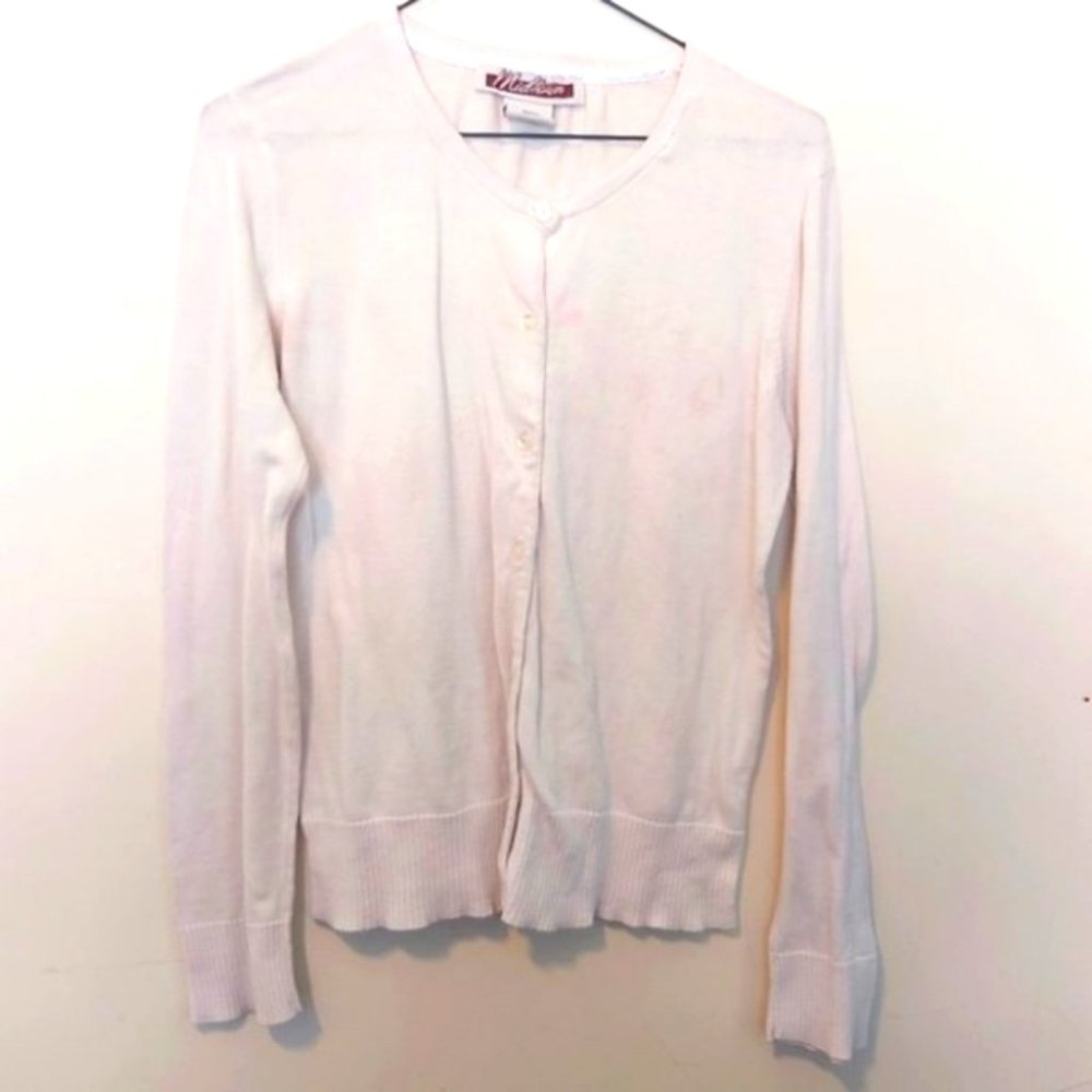 MIDTOWN Girls Button Up Cardigan Sweater White Size Medium